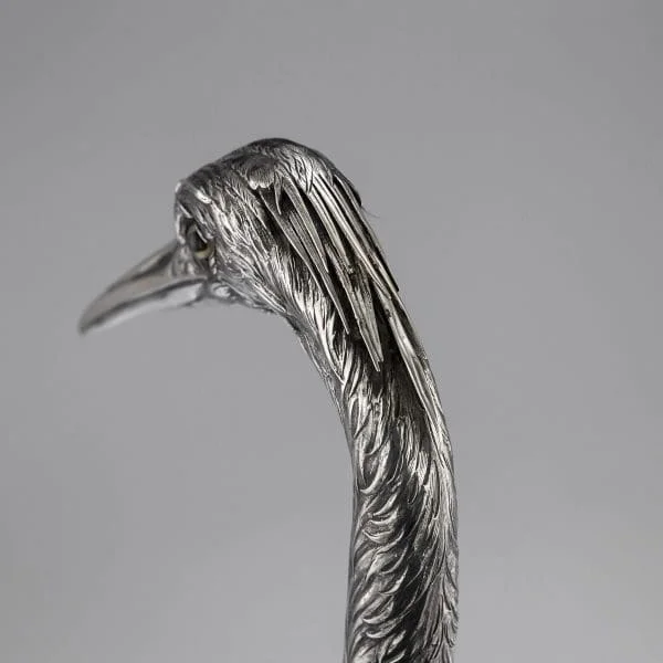 Antique Ornamental Solid Silver Figure of a Stork, Hanau Circa 1900 - Image 13