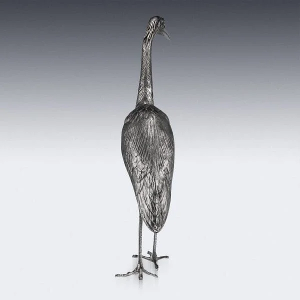 Antique Ornamental Solid Silver Figure of a Stork, Hanau Circa 1900 - Image 4