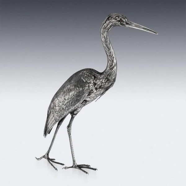 Antique Ornamental Solid Silver Figure of a Stork, Hanau Circa 1900 - Image 5