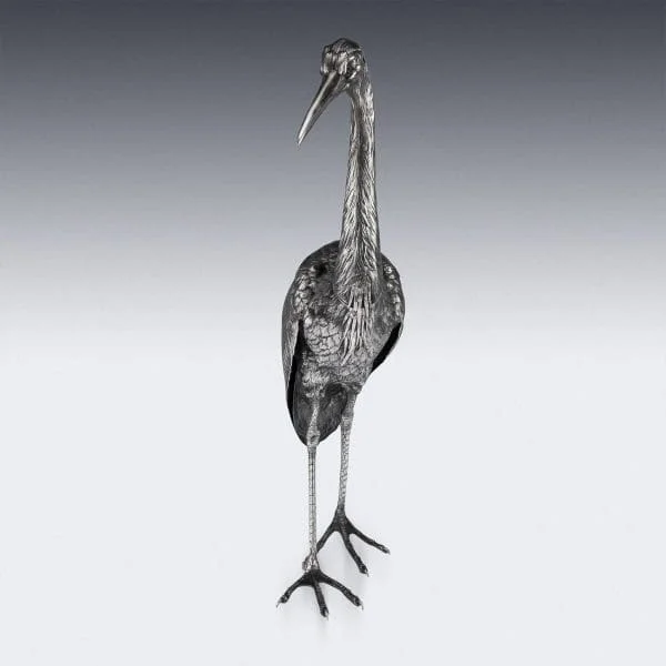 Antique Ornamental Solid Silver Figure of a Stork, Hanau Circa 1900 - Image 6