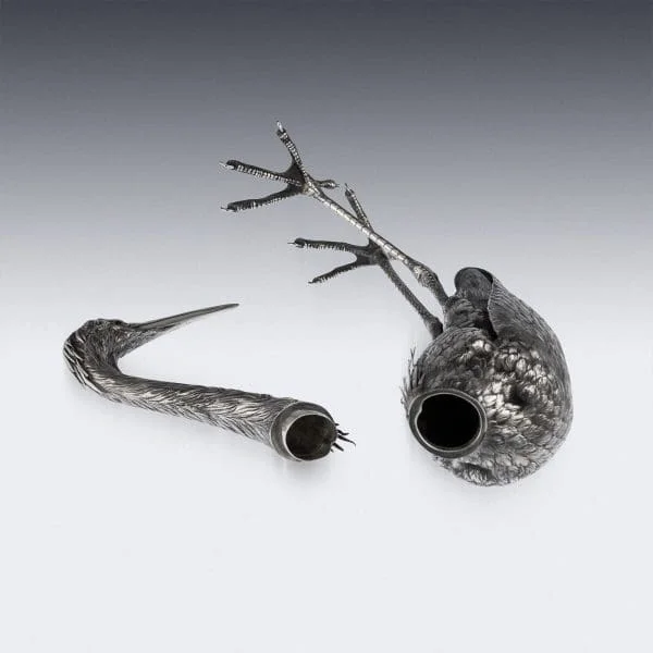 Antique Ornamental Solid Silver Figure of a Stork, Hanau Circa 1900 - Image 8