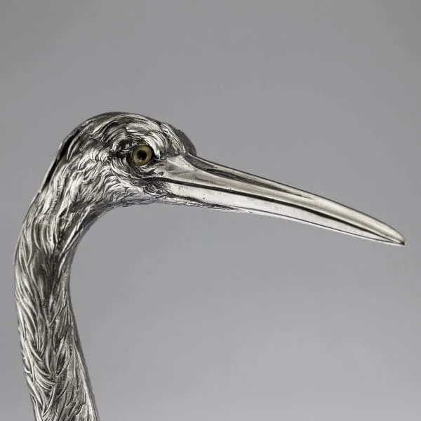 Antique Ornamental Solid Silver Figure of a Stork, Hanau Circa 1900 - Image 9