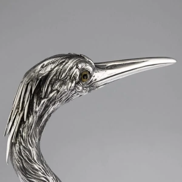 Antique Ornamental Solid Silver Figure of a Stork, Hanau Circa 1900 - Image 10