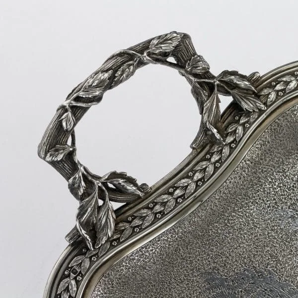 Antique Solid Silver and Niello Serving Tray, France Circa 1870 - Image 4