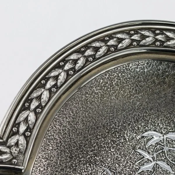 Antique Solid Silver and Niello Serving Tray, France Circa 1870 - Image 6