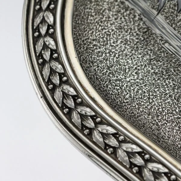 Antique Solid Silver and Niello Serving Tray, France Circa 1870 - Image 7