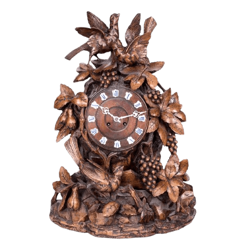 Antique Carved Black Forest Clock Circa 1880