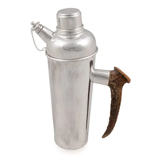 Antler Horn Handled Cocktail Shaker in Silver Plate, England Circa 1930 - Image 2