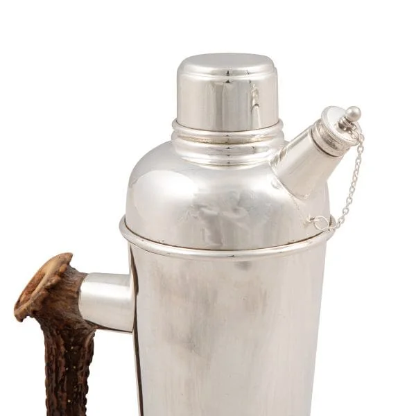 Antler Horn Handled Cocktail Shaker in Silver Plate, England Circa 1930 - Image 15