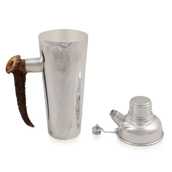 Antler Horn Handled Cocktail Shaker in Silver Plate, England Circa 1930 - Image 6