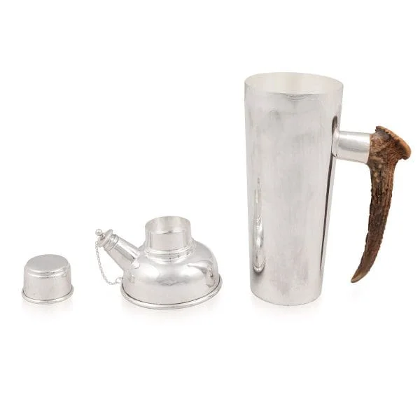 Antler Horn Handled Cocktail Shaker in Silver Plate, England Circa 1930 - Image 7