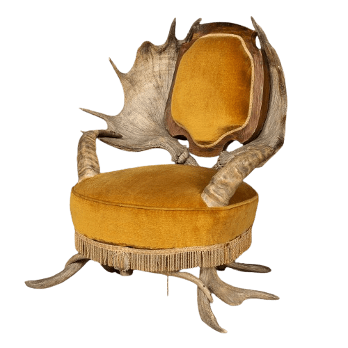 Black Forest Antler Horn Throne Chair, Swiss-German, Late 19th Century