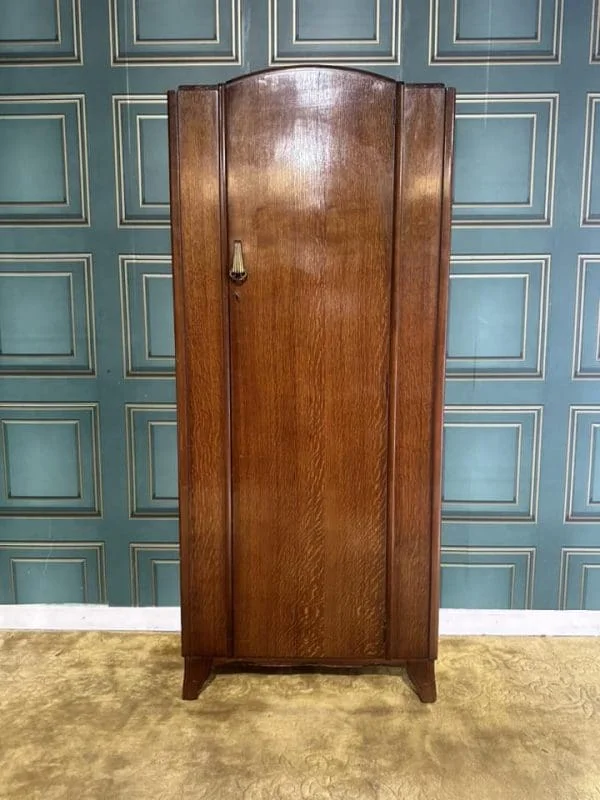 Art Deco Oak Veneered Single Wardrobe - Image 2