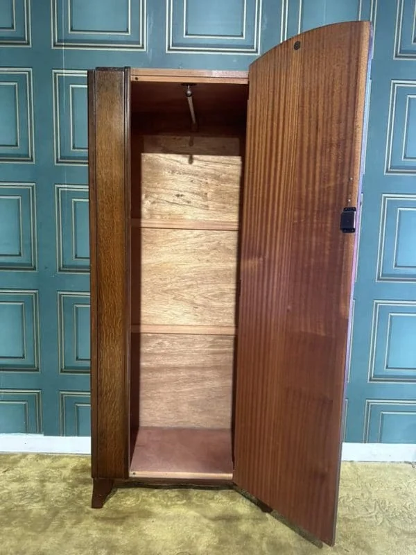 Art Deco Oak Veneered Single Wardrobe - Image 3