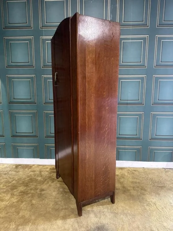 Art Deco Oak Veneered Single Wardrobe - Image 4