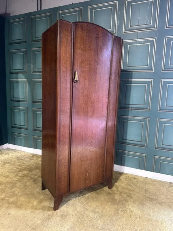 Art Deco Oak Veneered Single Wardrobe - Image 5