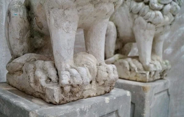 Pair of Proud Stone Cast French Sitting Lions - Image 9