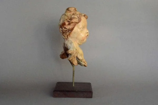 A beautiful antique carved wood Baroque Angel on stand - Image 2