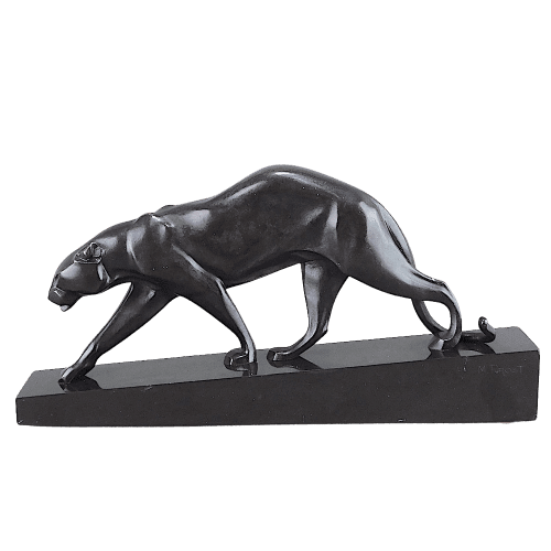 French Art Deco Bronze Sculpture The Cubist Panther by Prost
