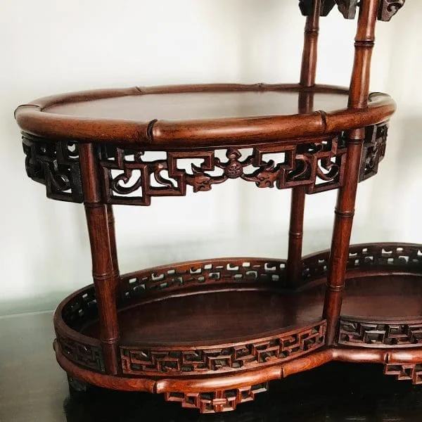 Chinese hardwood table display shelves, c.1920. - Image 4