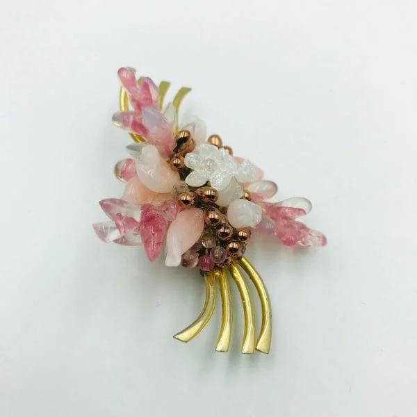 Vintage Louis Rousselet Pink Floret Brooch Circa 1950s - Image 4