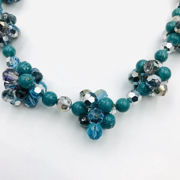 Vintage Christian Dior Turquoise and Aquamarine Beaded Necklace Circa 1950s - Image 6