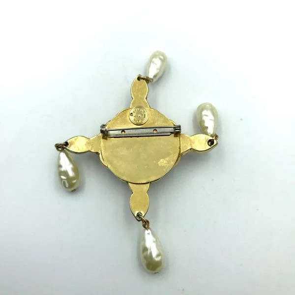 Vintage Charlie Laure Byzantine Cross Brooch 1970s - Image 5