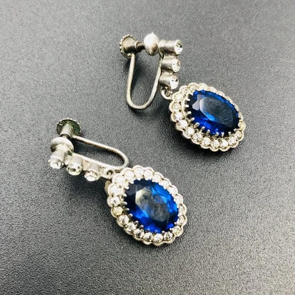 Vintage Knoll and Pregizer Sapphire Drop Earrings Circa 1950s - Image 6