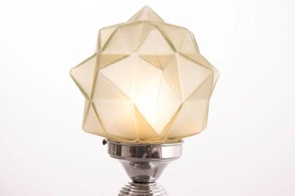 Art Deco Table Lamp with Original Green Glass Star Shade - Image 12