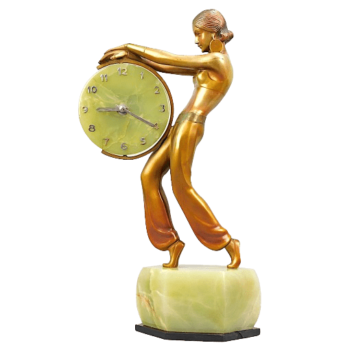 Art Deco Bronze Sculpture by Josef Lorenzl - The Clock Lady