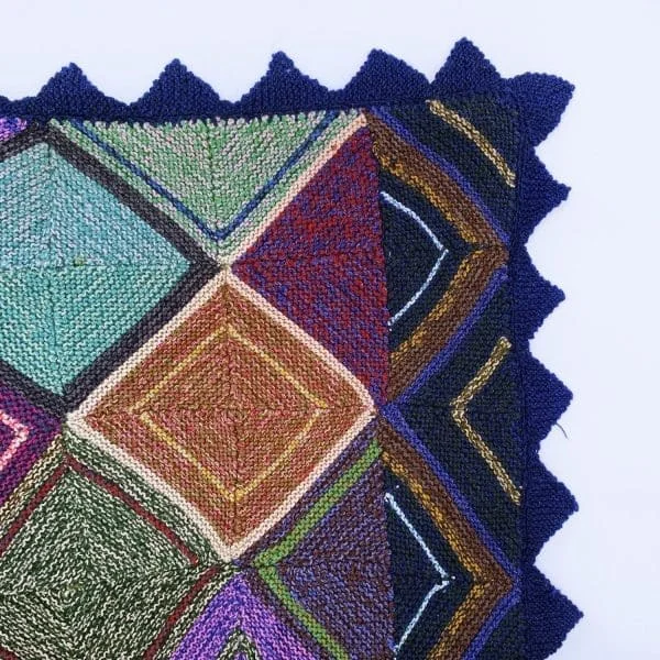 Midcentury Greek Knitted Diamond Throw Circa 1970s - Image 9