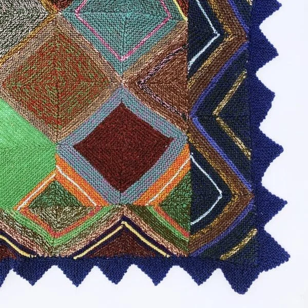 Midcentury Greek Knitted Diamond Throw Circa 1970s - Image 10