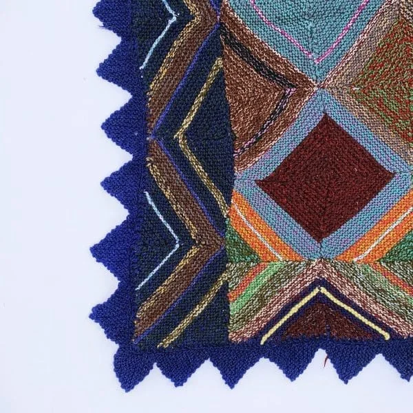 Midcentury Greek Knitted Diamond Throw Circa 1970s - Image 11