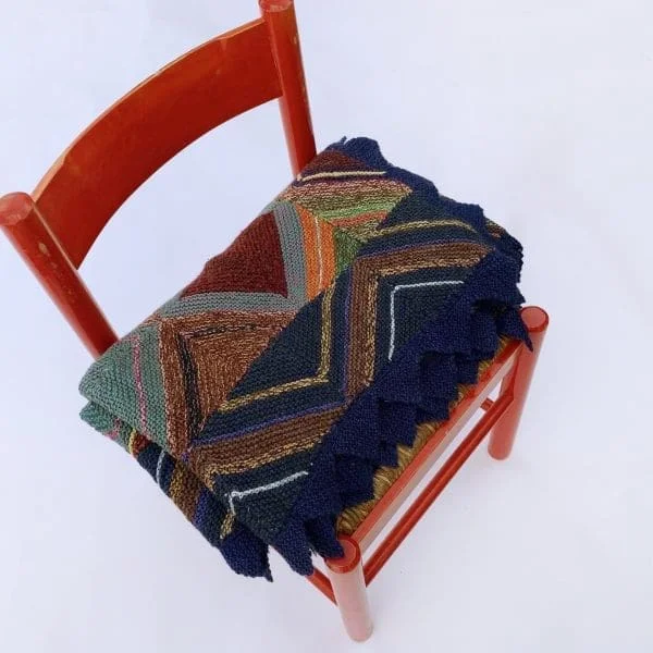 Midcentury Greek Knitted Diamond Throw Circa 1970s - Image 12