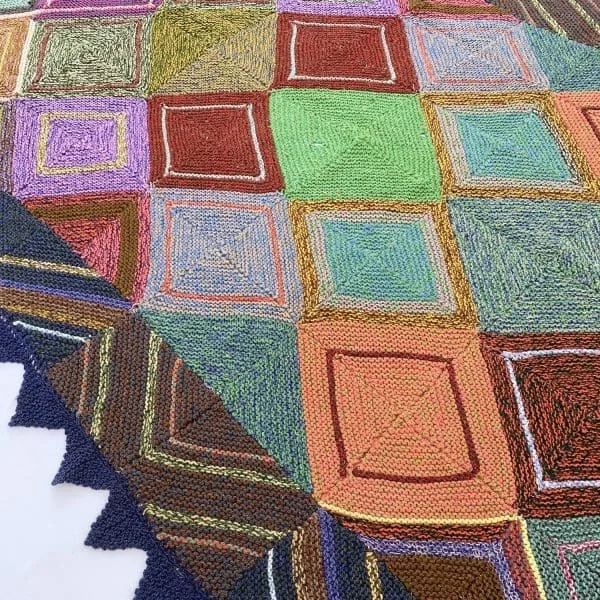 Midcentury Greek Knitted Diamond Throw Circa 1970s - Image 3