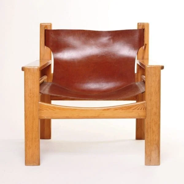 MidCentury BORGE MOGENSEN Style Tan Leather Lounge Armchair Vintage Retro - Image 7