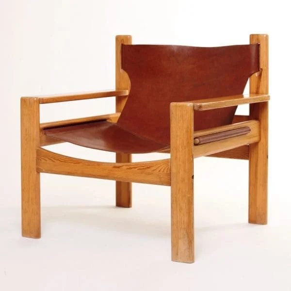 MidCentury BORGE MOGENSEN Style Tan Leather Lounge Armchair Vintage Retro - Image 6