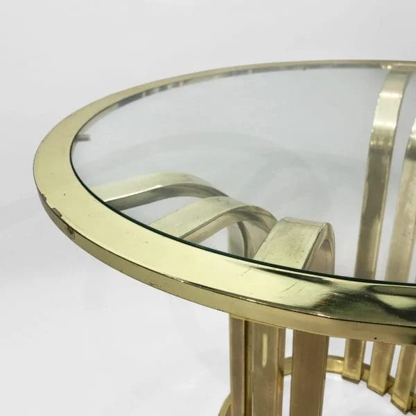 Brass Plated Art Deco Style Side Table 1970s Glamour Vintage Hollywood Regency - Image 2