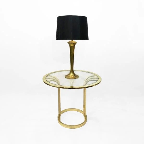 Brass Plated Art Deco Style Side Table 1970s Glamour Vintage Hollywood Regency - Image 9