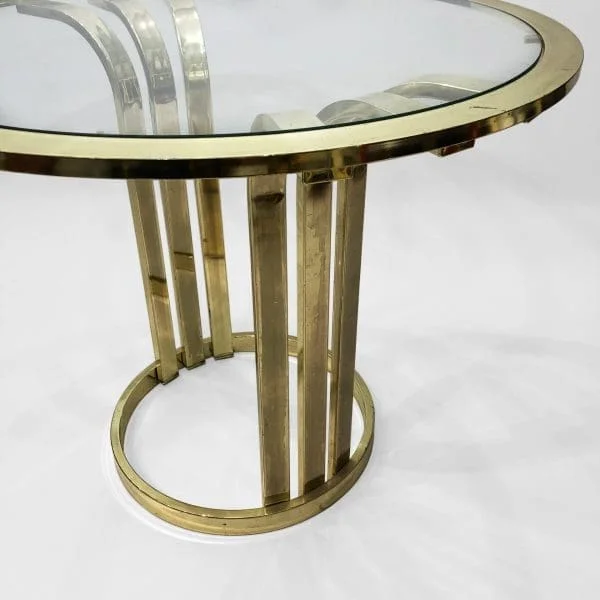 Brass Plated Art Deco Style Side Table 1970s Glamour Vintage Hollywood Regency - Image 4