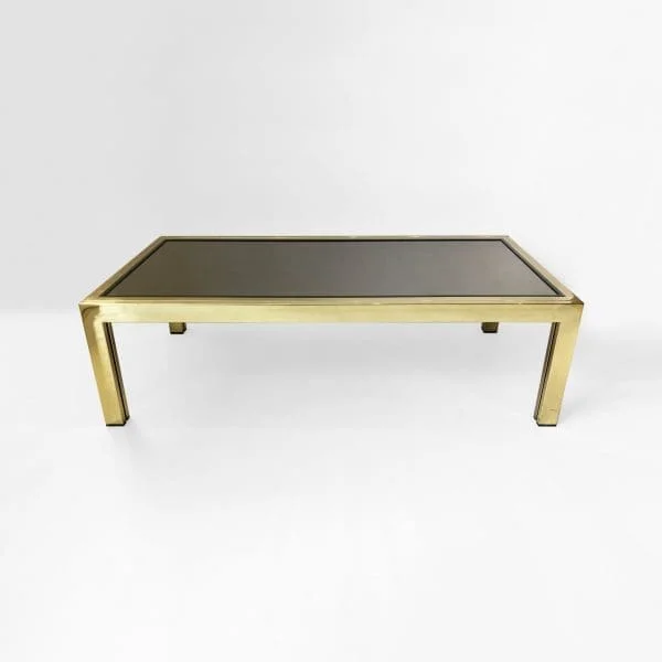 Brass & Smoked Mirror Rectangular Coffee Table 1970s Hollywood Regency Retro - Image 8