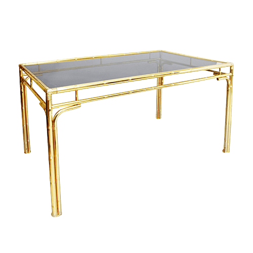 Italian Brass Faux Bamboo Dining Table circa 1970s