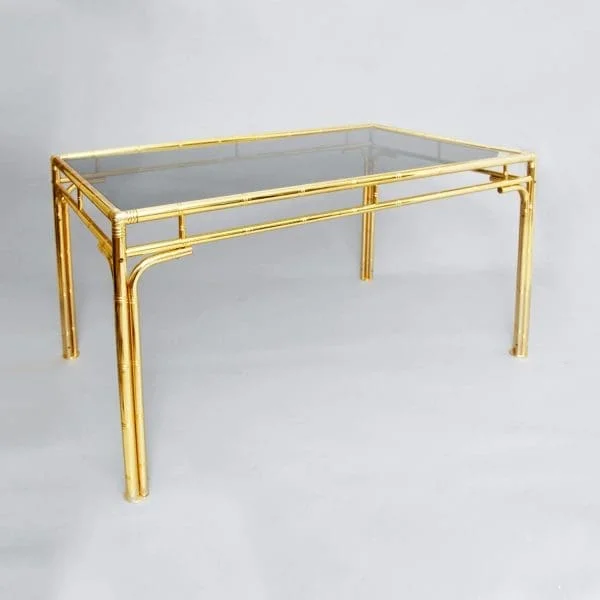 Italian Brass Faux Bamboo Dining Table circa 1970s - Image 2