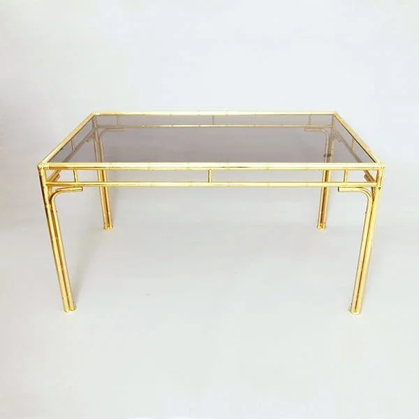 Italian Brass Faux Bamboo Dining Table circa 1970s - Image 4