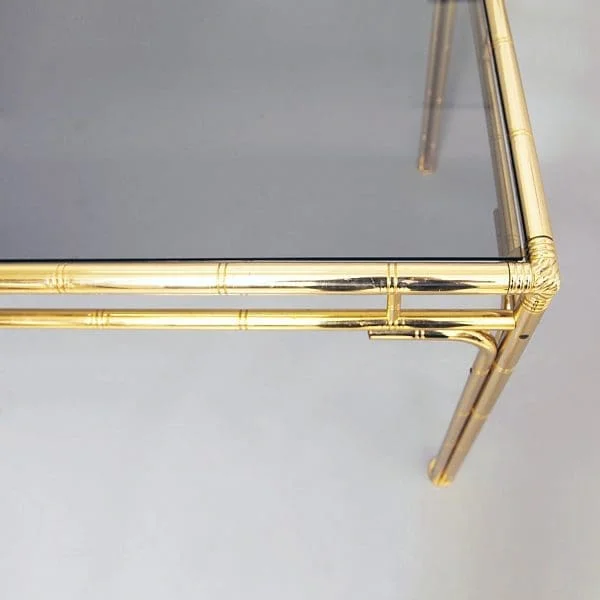 Italian Brass Faux Bamboo Dining Table circa 1970s - Image 5