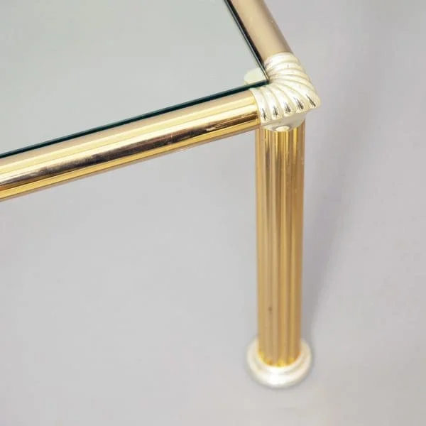 Midcentury Chrome & Brass Column Legs Coffee Table - Image 3