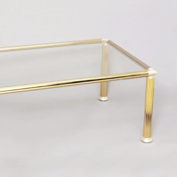 Midcentury Chrome & Brass Column Legs Coffee Table - Image 5