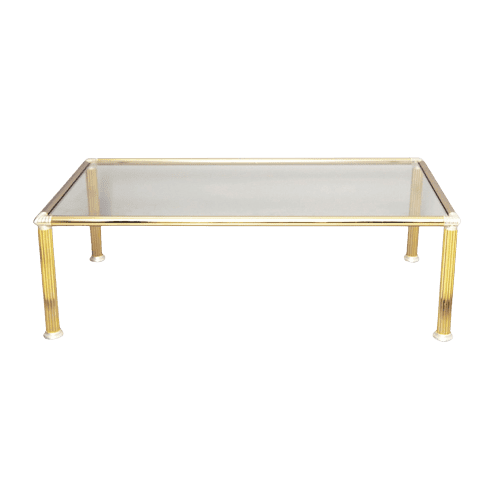 Chrome & Brass Column Legs Coffee Table