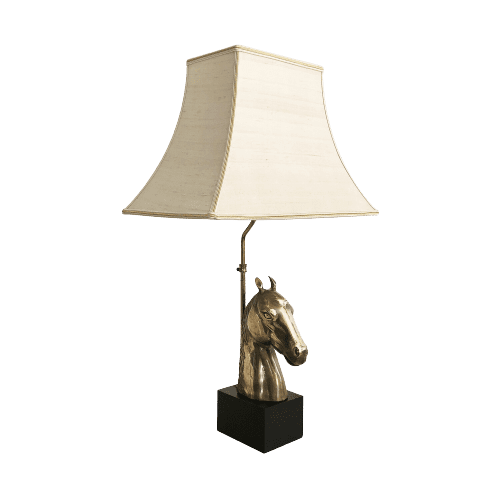 French Brass Horse Chinoiserie Table Lamp Circa 1970s