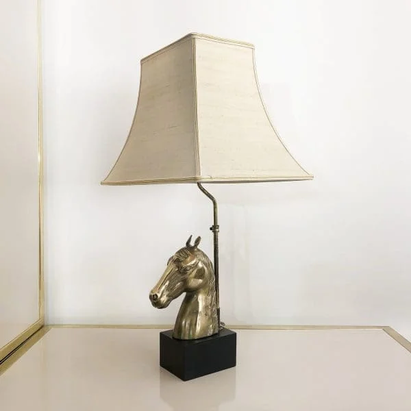 Midcentury French Brass Horse Chinoiserie Table Lamp Circa 1970s - Image 9